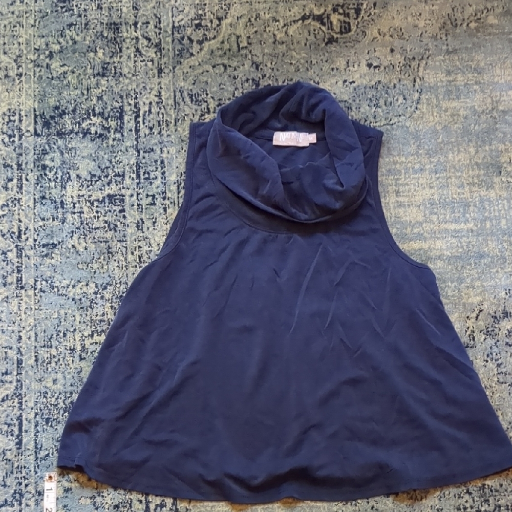 Nation LTD Deep Blue Cowl Neck Tank Top